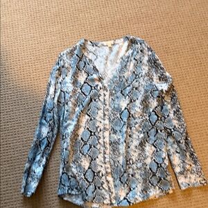 Soft Joie Blue and White Snake Print Blouse
